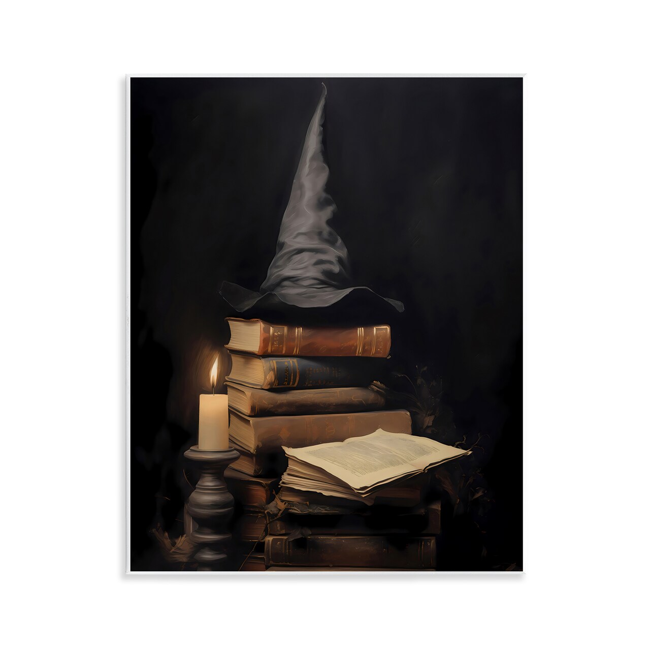 Stupell Industries Bookstack and Witch Hat Wall Plaque, design by LSR Design Studio